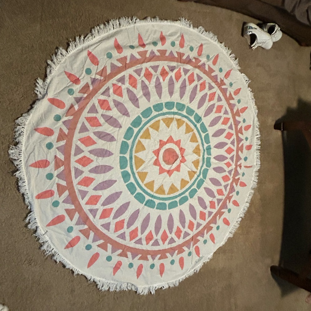 Round Mandala Tapestry with Fringe